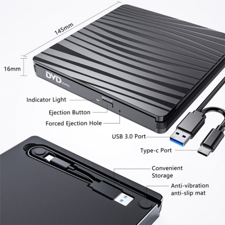 Masterizzatore DVD portatile BT689 Lettore CD con unità ottica esterna Win10 Registratore con unità ottica USB, BT689