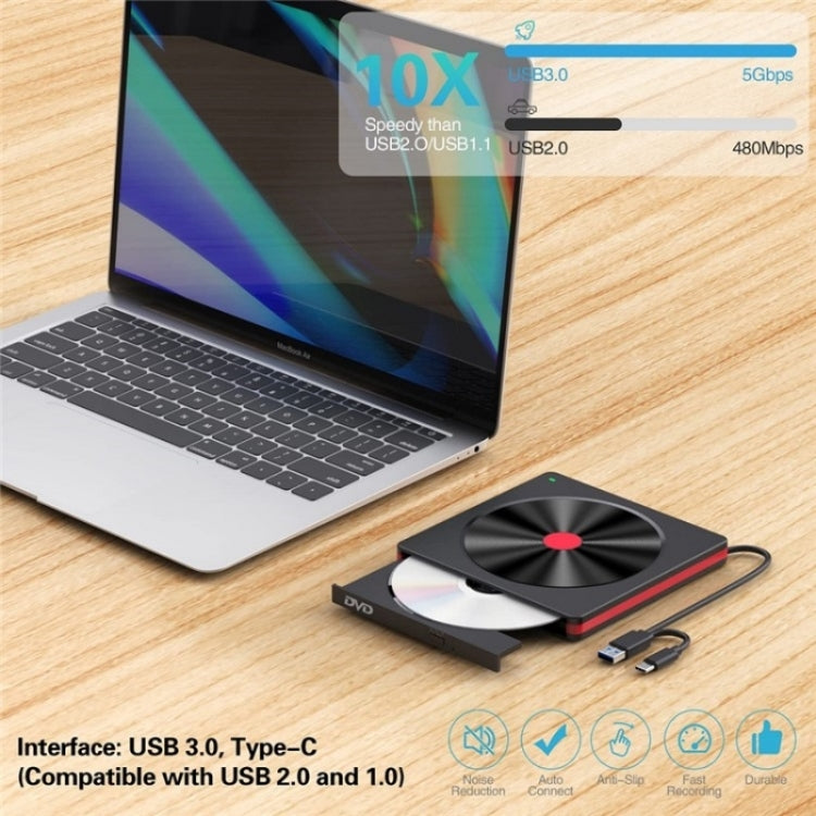 Masterizzatore DVD esterno USB Type-C compatibile Windows e Mac