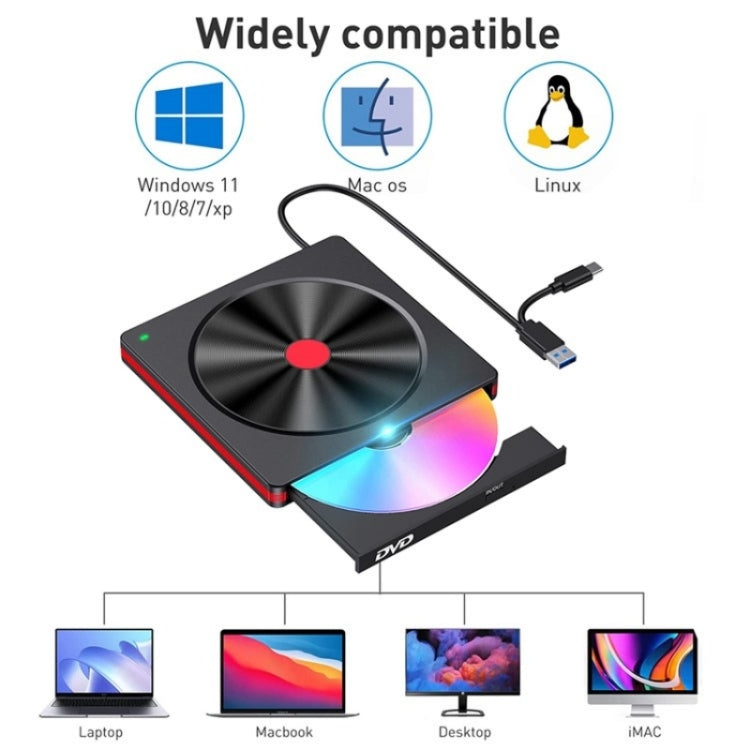 Masterizzatore DVD esterno USB Type-C compatibile Windows e Mac