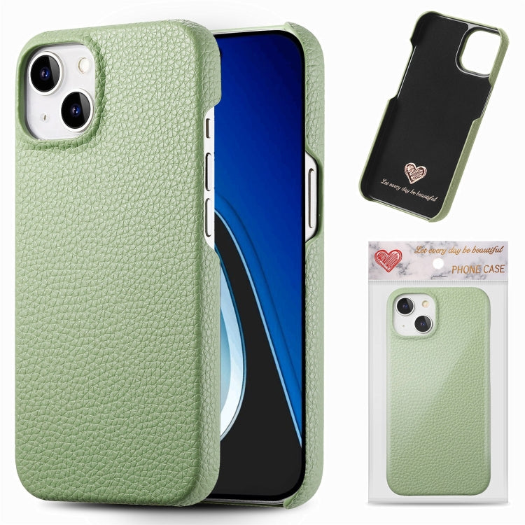 Custodia per telefono con retro in pelle Litchi Oil Edge, For iPhone 15