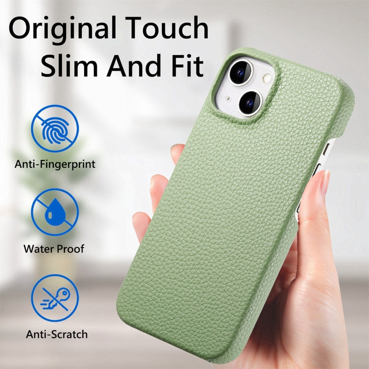 Custodia per telefono con retro in pelle Litchi Oil Edge, For iPhone 15