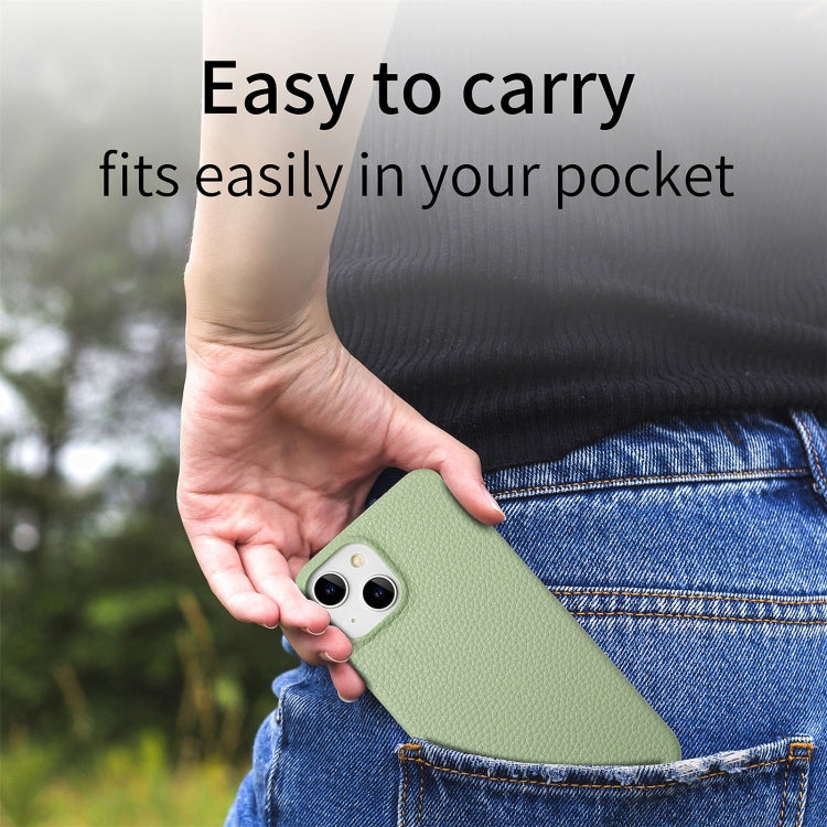 Custodia per telefono con retro in pelle Litchi Oil Edge, For iPhone 15