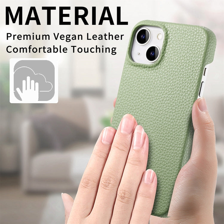 Custodia per telefono con retro in pelle Litchi Oil Edge, For iPhone 15