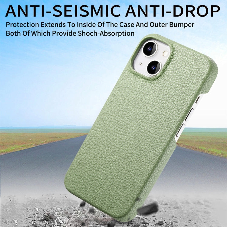 Custodia per telefono con retro in pelle Litchi Oil Edge, For iPhone 15