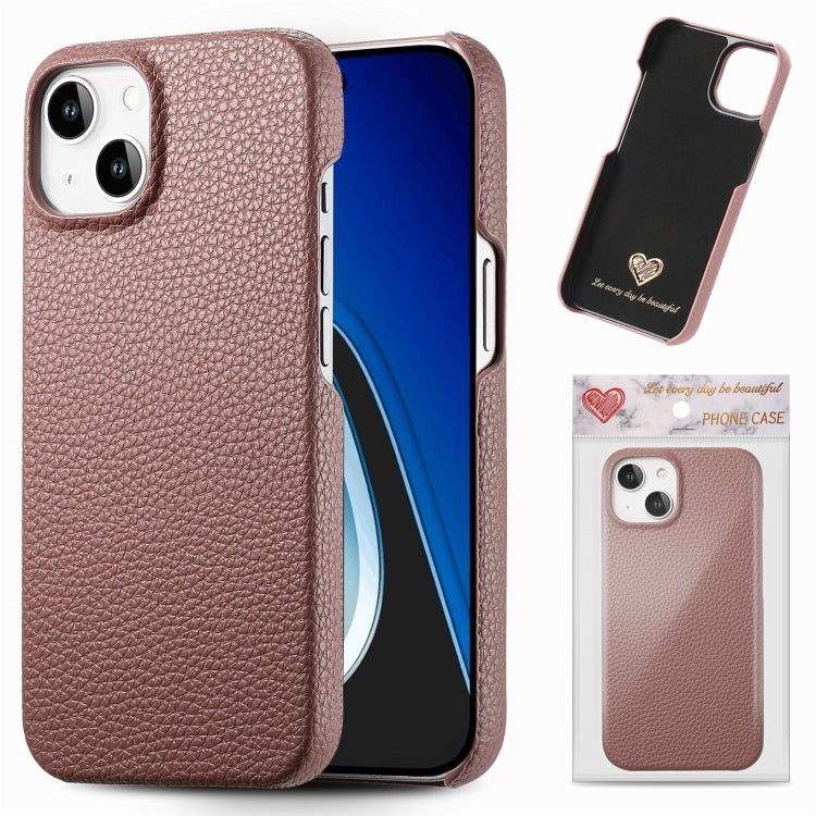 Custodia per telefono con retro in pelle Litchi Oil Edge, For iPhone 15