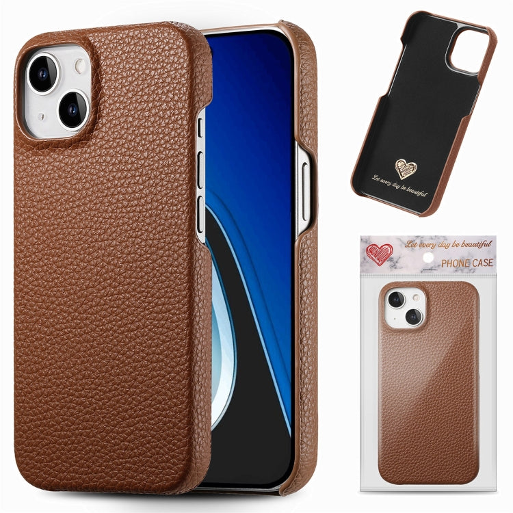 Custodia per telefono con retro in pelle Litchi Oil Edge, For iPhone 15
