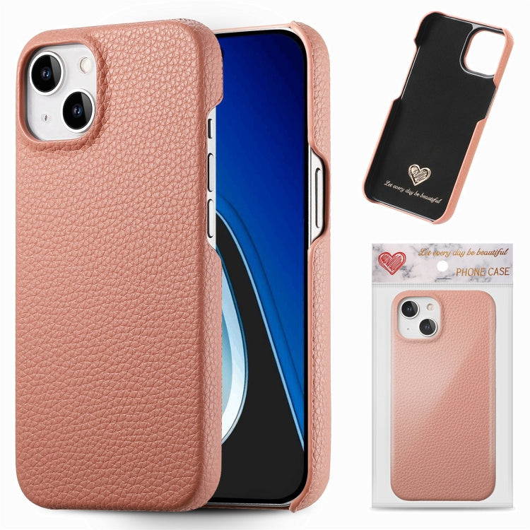 Custodia per telefono con retro in pelle Litchi Oil Edge, For iPhone 15