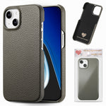 Custodia per telefono con retro in pelle Litchi Oil Edge, For iPhone 15