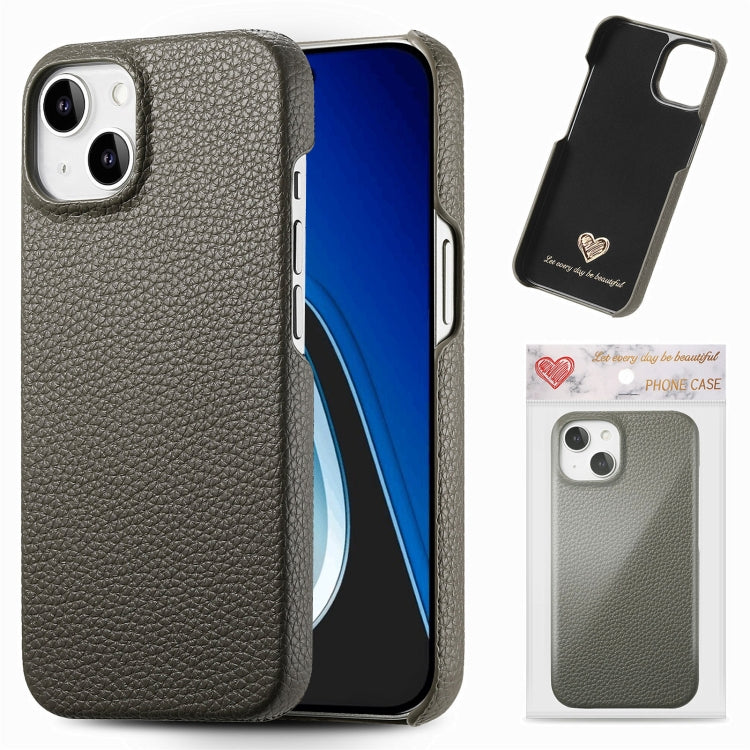 Custodia per telefono con retro in pelle Litchi Oil Edge, For iPhone 15