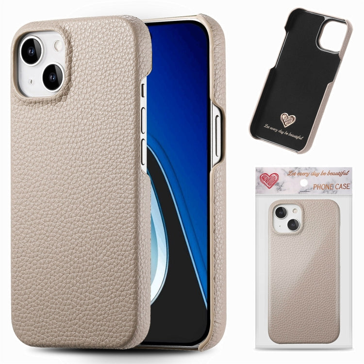 Custodia per telefono con retro in pelle Litchi Oil Edge, For iPhone 15