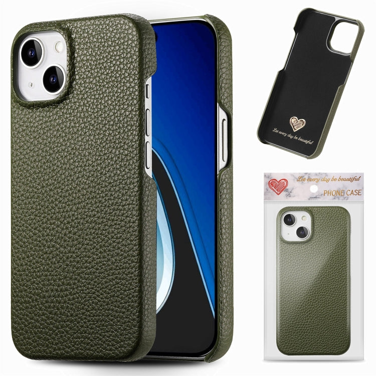 Custodia per telefono con retro in pelle Litchi Oil Edge, For iPhone 15