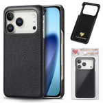 Custodia per iPhone 15 Pro Max con retro in pelle Litchi