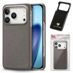 Custodia per iPhone 15 Pro Max con retro in pelle Litchi