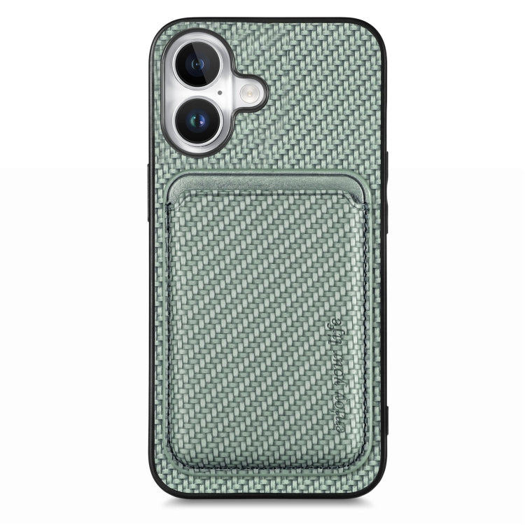 Custodia per telefono Magsafe con scheda in pelle in fibra di carbonio, For iPhone 16, For iPhone 15 Pro Max, For iPhone 15 Pro, For iPhone 15 Plus