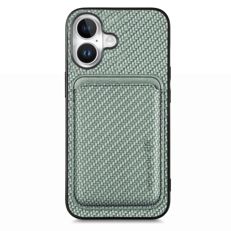 Custodia per telefono Magsafe con scheda in pelle in fibra di carbonio, For iPhone 17e / 16e, For iPhone 17 Pro Max, For iPhone 17 Pro, For iPhone 17