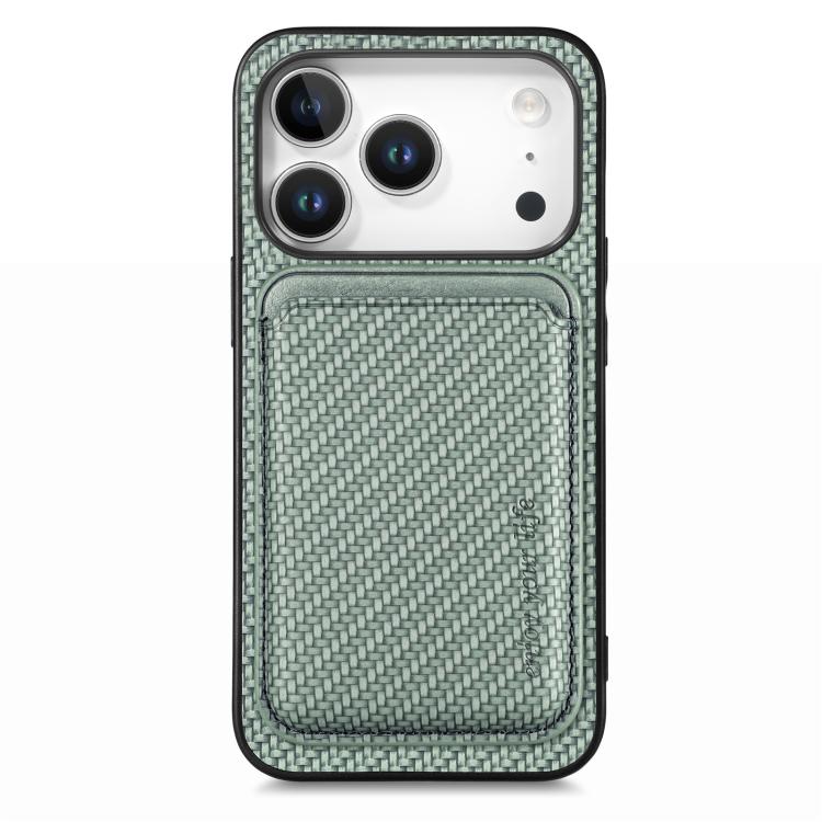 Custodia per telefono Magsafe con scheda in pelle in fibra di carbonio, For iPhone 17e / 16e, For iPhone 17 Pro Max, For iPhone 17 Pro, For iPhone 17
