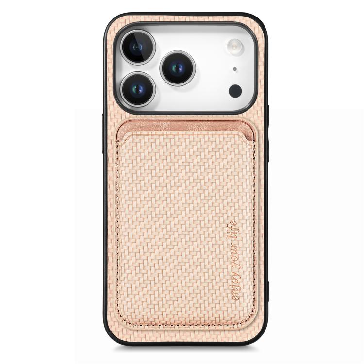 Custodia per telefono Magsafe con scheda in pelle in fibra di carbonio, For iPhone 17e / 16e, For iPhone 17 Pro Max, For iPhone 17 Pro, For iPhone 17