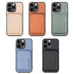 Custodia per telefono Magsafe con scheda in pelle in fibra di carbonio, For iPhone 15