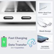 XJ-97 Cavo dati di ricarica rapida USB-C / da tipo C a tipo C da 60 W 3 A per iPhone serie 15/serie iPad, 0.3m, 0.5m, 1m, 2m