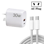 Caricatore USB-C PD 30W con cavo Type-C 1m e spina AU