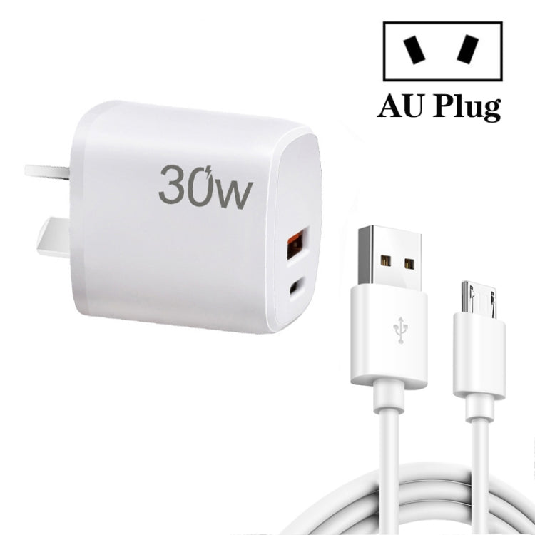 Caricatore USB-C PD 30W + QC3.0 con cavo Micro USB 1m