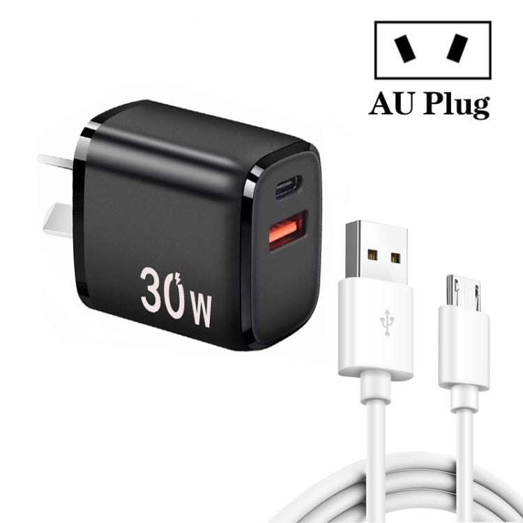 Caricatore USB-C PD 30W + QC3.0 con cavo Micro USB 1m