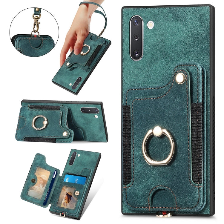 Custodia per telefono a portafoglio multi-scheda effetto pelle retrò, For Samsung Galaxy Note10+