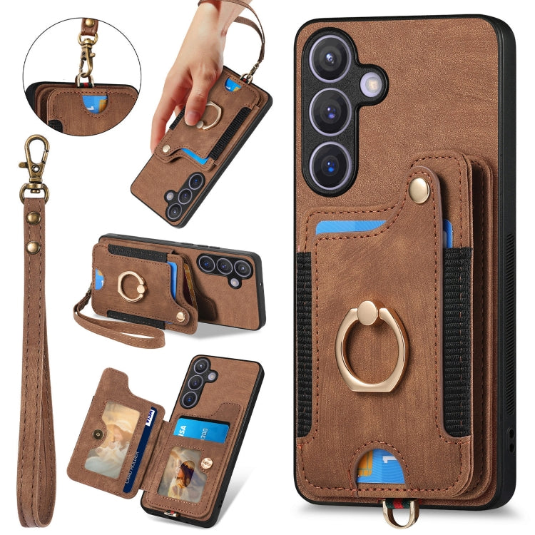 Custodia per telefono a portafoglio multi-scheda effetto pelle retrò, For Samsung Galaxy A55, For Samsung Galaxy A35, For Samsung Galaxy S24 Ultra 5G, For Samsung Galaxy S24+ 5G
