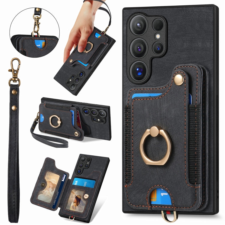 Custodia per telefono a portafoglio multi-scheda effetto pelle retrò, For Samsung Galaxy A55, For Samsung Galaxy A35, For Samsung Galaxy S24 Ultra 5G, For Samsung Galaxy S24+ 5G