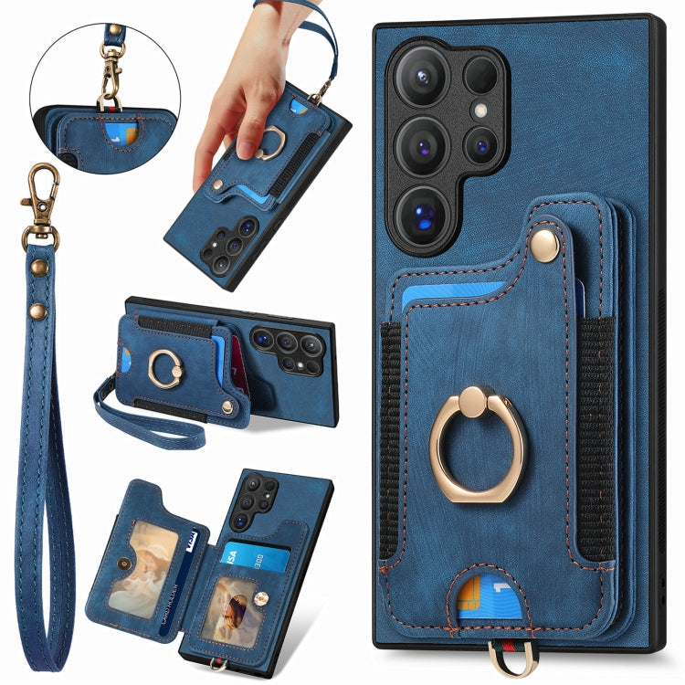 Custodia per telefono a portafoglio multi-scheda effetto pelle retrò, For Samsung Galaxy A55, For Samsung Galaxy A35, For Samsung Galaxy S24 Ultra 5G, For Samsung Galaxy S24+ 5G