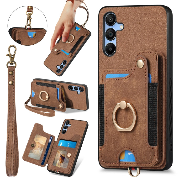 Custodia per telefono a portafoglio multi-scheda effetto pelle retrò, For Samsung Galaxy A15, For Samsung Galaxy A05, For Samsung Galaxy A05s, For Samsung Galaxy A25