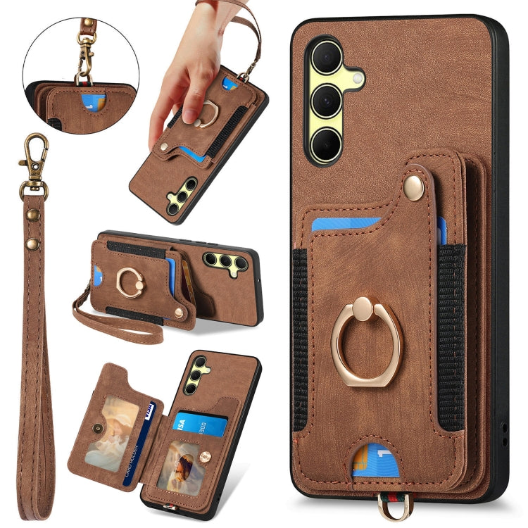 Custodia per telefono a portafoglio multi-scheda effetto pelle retrò, For Samsung Galaxy A55, For Samsung Galaxy A35, For Samsung Galaxy S24 Ultra 5G, For Samsung Galaxy S24+ 5G