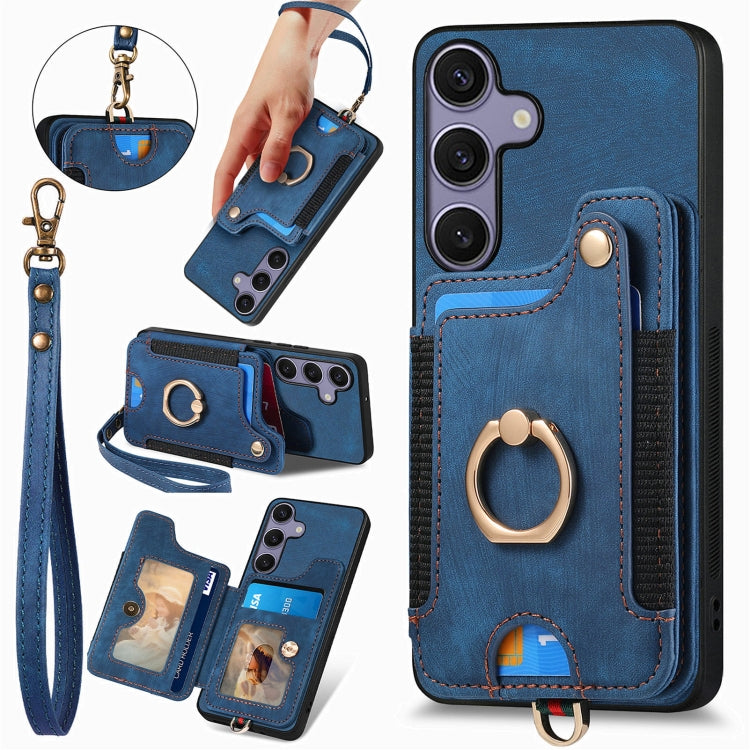 Custodia per telefono a portafoglio multi-scheda effetto pelle retrò, For Samsung Galaxy A36, For Samsung Galaxy S25 5G, For Samsung Galaxy S25+ 5G, For Samsung Galaxy S25 Ultra 5G