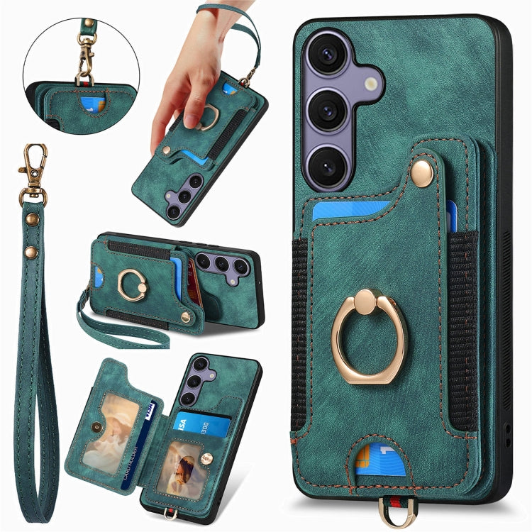 Custodia per telefono a portafoglio multi-scheda effetto pelle retrò, For Samsung Galaxy A36, For Samsung Galaxy S25 5G, For Samsung Galaxy S25+ 5G, For Samsung Galaxy S25 Ultra 5G