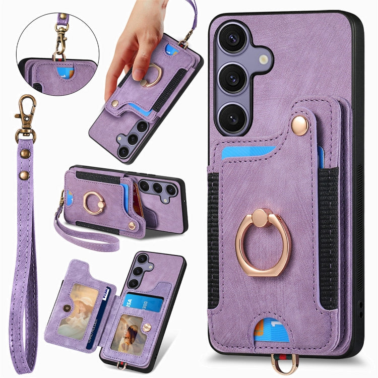 Custodia per telefono a portafoglio multi-scheda effetto pelle retrò, For Samsung Galaxy A36, For Samsung Galaxy S25 5G, For Samsung Galaxy S25+ 5G, For Samsung Galaxy S25 Ultra 5G