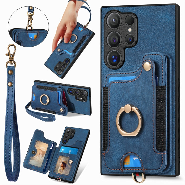 Custodia per telefono a portafoglio multi-scheda effetto pelle retrò, For Samsung Galaxy A36, For Samsung Galaxy S25 5G, For Samsung Galaxy S25+ 5G, For Samsung Galaxy S25 Ultra 5G