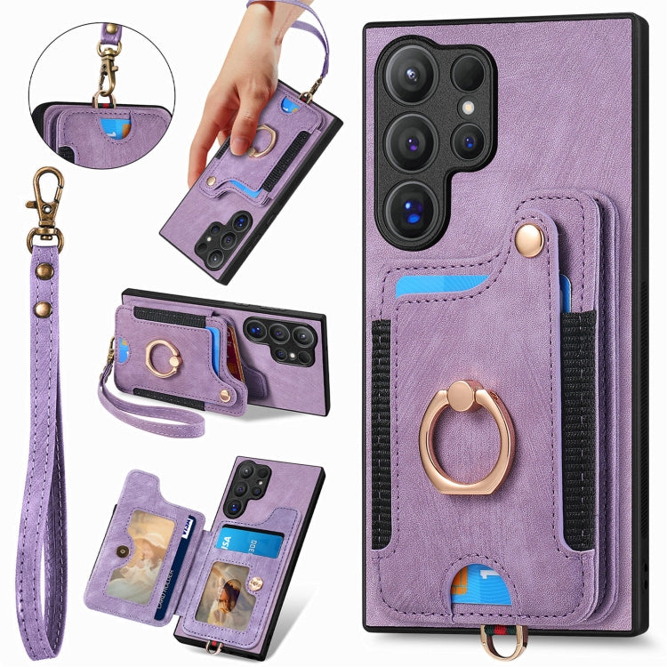 Custodia per telefono a portafoglio multi-scheda effetto pelle retrò, For Samsung Galaxy A36, For Samsung Galaxy S25 5G, For Samsung Galaxy S25+ 5G, For Samsung Galaxy S25 Ultra 5G