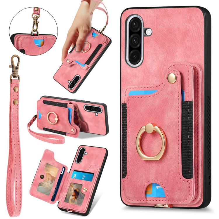 Custodia per telefono a portafoglio multi-scheda effetto pelle retrò, For Samsung Galaxy A36, For Samsung Galaxy S25 5G, For Samsung Galaxy S25+ 5G, For Samsung Galaxy S25 Ultra 5G