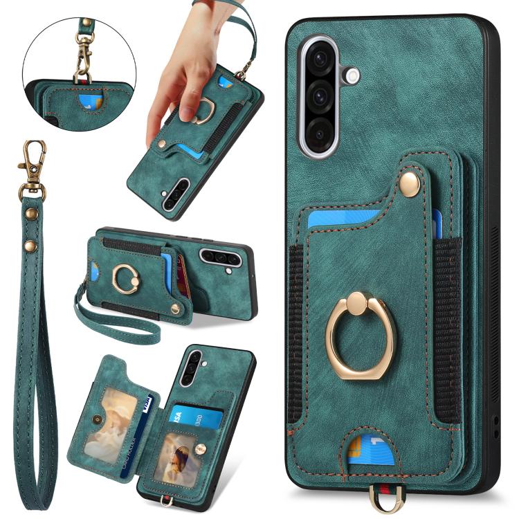 Custodia per telefono a portafoglio multi-scheda effetto pelle retrò, For Samsung Galaxy A36, For Samsung Galaxy S25 5G, For Samsung Galaxy S25+ 5G, For Samsung Galaxy S25 Ultra 5G