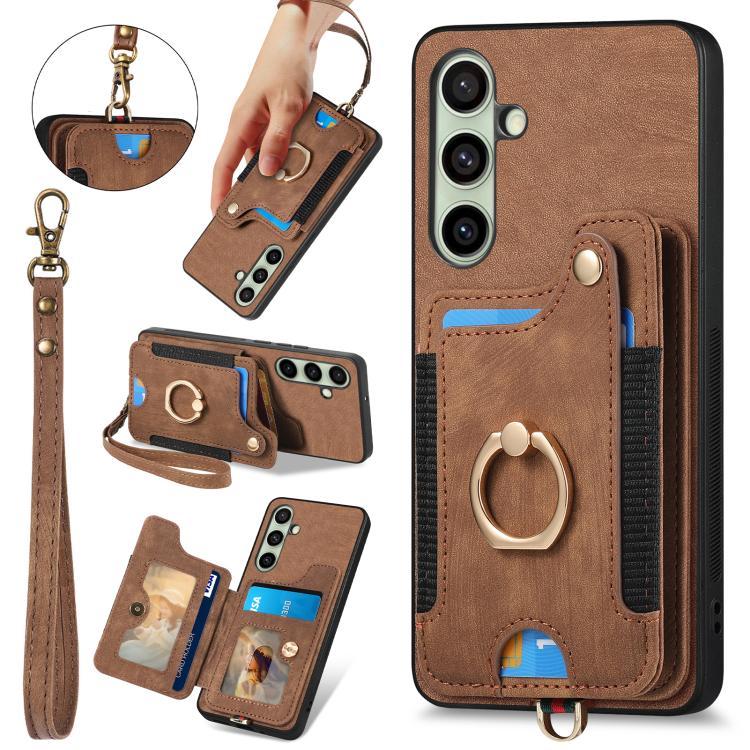 Custodia per telefono a portafoglio multi-scheda effetto pelle retrò, For Samsung Galaxy A57 5G, For Samsung Galaxy A37 5G, For Samsung Galaxy S25 Edge 5G, For Samsung Galaxy A56 5G
