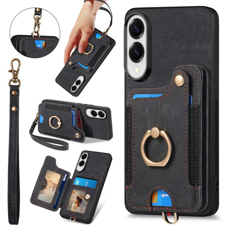 Custodia per telefono a portafoglio multi-scheda effetto pelle retrò, For Samsung Galaxy A57 5G, For Samsung Galaxy A37 5G, For Samsung Galaxy S25 Edge 5G, For Samsung Galaxy A56 5G