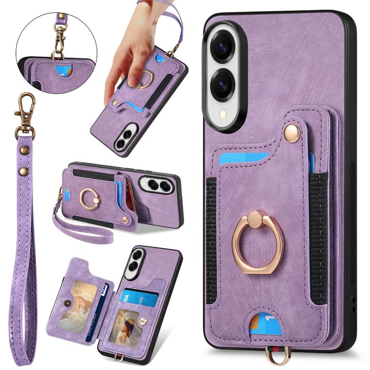 Custodia per telefono a portafoglio multi-scheda effetto pelle retrò, For Samsung Galaxy A57 5G, For Samsung Galaxy A37 5G, For Samsung Galaxy S25 Edge 5G, For Samsung Galaxy A56 5G