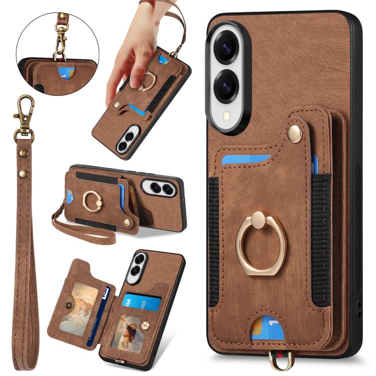 Custodia per telefono a portafoglio multi-scheda effetto pelle retrò, For Samsung Galaxy A57 5G, For Samsung Galaxy A37 5G, For Samsung Galaxy S25 Edge 5G, For Samsung Galaxy A56 5G