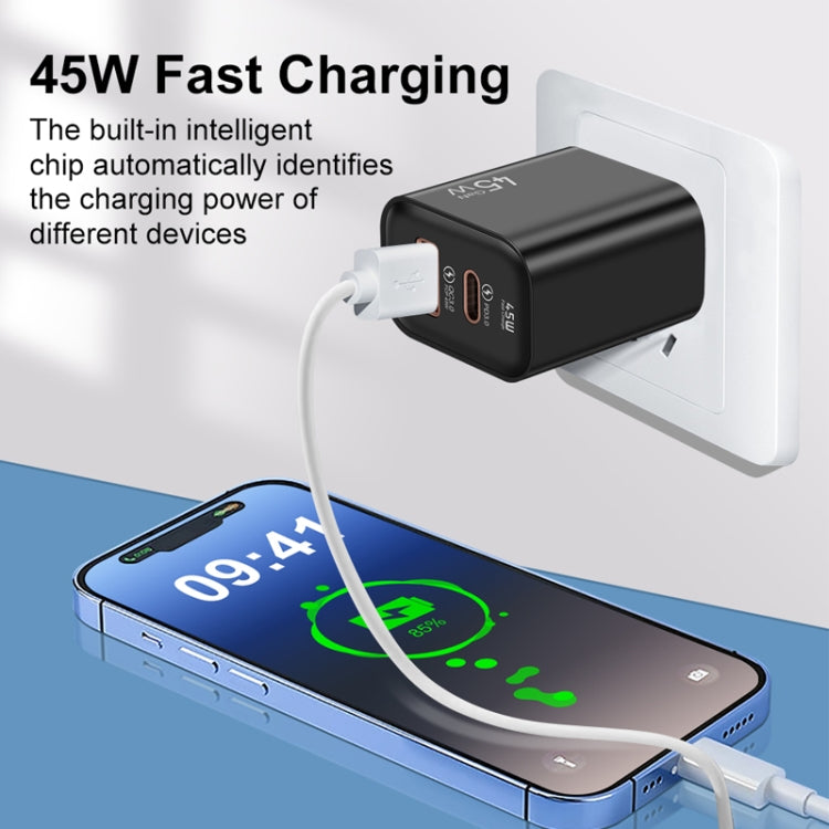 Caricabatterie USB-C 45W + USB QC3.0 20W per smartphone compatibi