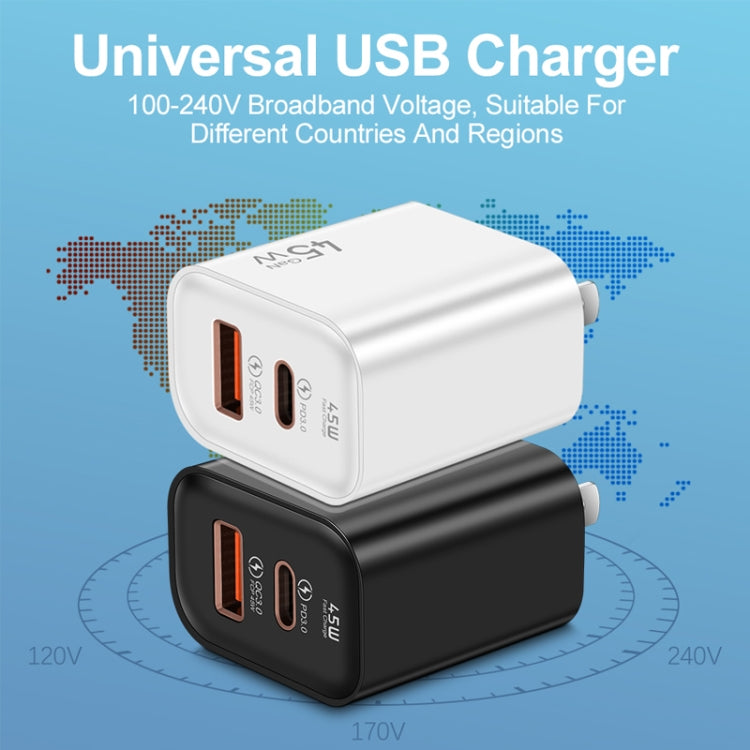 Caricabatterie USB-C 45W + USB QC3.0 20W per smartphone compatibi
