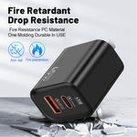 Caricabatterie USB-C 45W + USB QC3.0 20W per smartphone compatibi