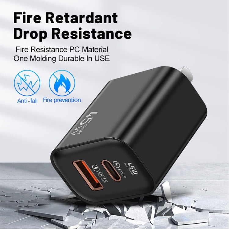 Caricabatterie USB-C 45W + USB QC3.0 20W per smartphone compatibi