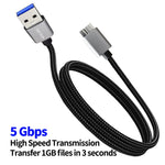 Cavo JUNSUNMAY USB 3.0 maschio a Micro-B compatibile con il disco rigido della fotocamera Samsung, 0.3m, 1m, 2m, 3m, 5m