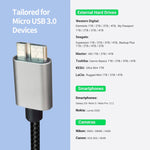 Cavo JUNSUNMAY USB 3.0 maschio a Micro-B compatibile con il disco rigido della fotocamera Samsung, 0.3m, 1m, 2m, 3m, 5m