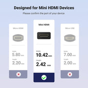 Cavo a molla JUNSUNMAY 4K 60Hz Mini HDMI maschio a HDMI 2.0V maschio, 1.2m, 1.8m, 2.5m